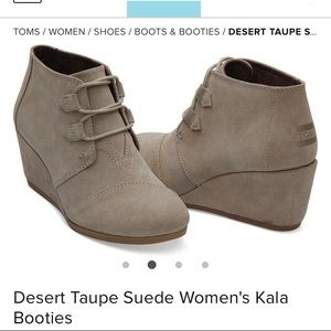 Toms Booties! Size 12 - Desert Taupe suede Kala